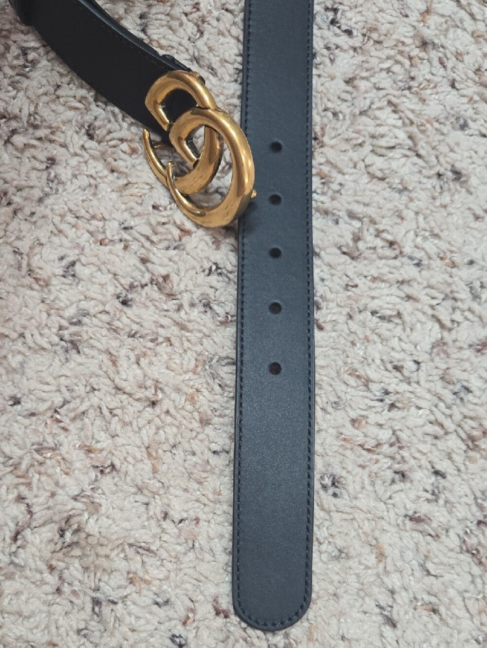 Gucci Gold Double G Logo Leather Belt Buckle - Picture 6 of 13